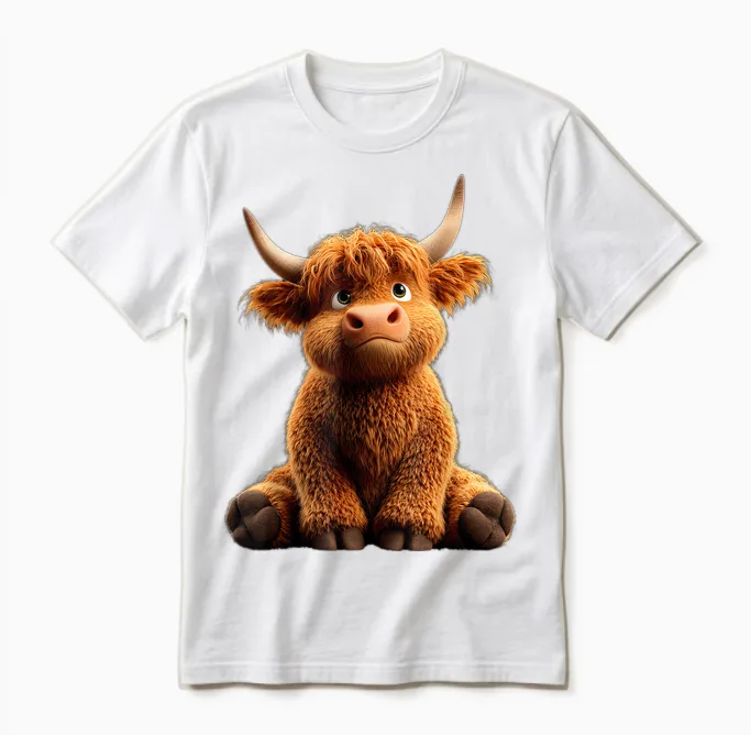 Kuh Highland Cow Hochlandrind Bauer Rind Bauernhof Süße Kühe Unisex T-Shirt in White
