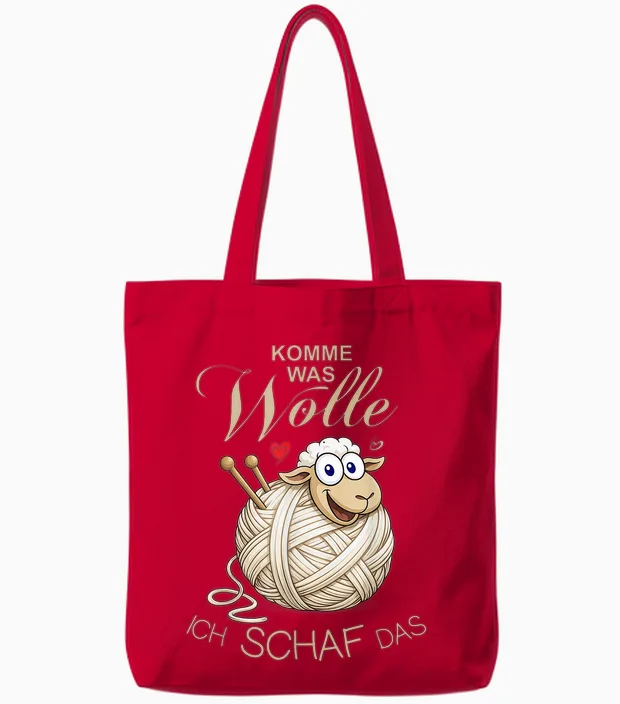 Bauernhof Lustiges Schaf Komme Was Wolle Ich Schaf Das Tote Bags in Red