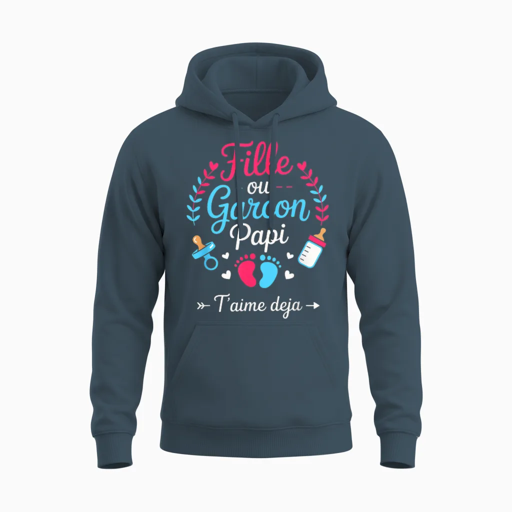 Ad Gender Baby Shower Grandpa Baby Girl or Boy Unisex Hoodie in Dark Heather