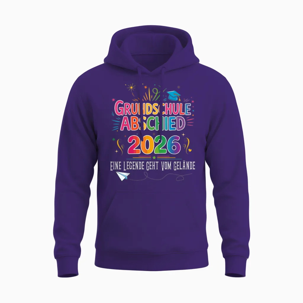 Abschluss Grundschule Geschafft 2026 Abschied Unisex Hoodie in Purple