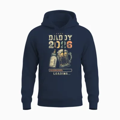 Daddy 2026 Loading, Fatherhood, Dad in the Making Unisex Hoodie - Navy