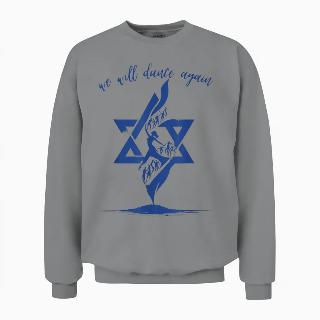 Wir Werden Wieder Tanzen Israel Jüdisch Unterstützt Israel Unisex Sweatshirt in Sport Grey