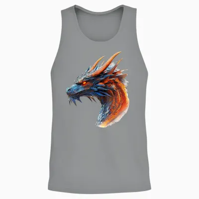Dragon Drake Mythical Illustration Dragon Drake T-Shirt, White, S Unisex Tank Top - Sport Grey