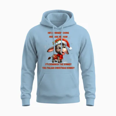 Funny Christmas Italian Christmas Donkey Dominick the Donkey Unisex Hoodie - Light Blue