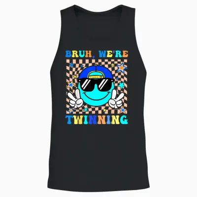 Bruh We're Twinning Retro Twin Day Spirit Week Boys Unisex Tank Top - Black