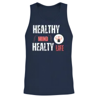 Healthy Eating Health Wellness Motivational Quote Unisex Tank Top - Navy – 2