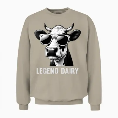 Legend Dairy Funny Farmer Cow Farmer Pun Graphic Unisex Sweatshirt - Sand