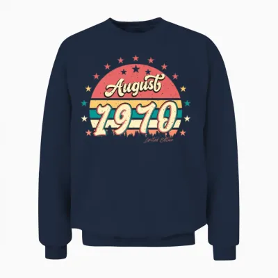 1970 August Retro Unisex Sweatshirt - Navy