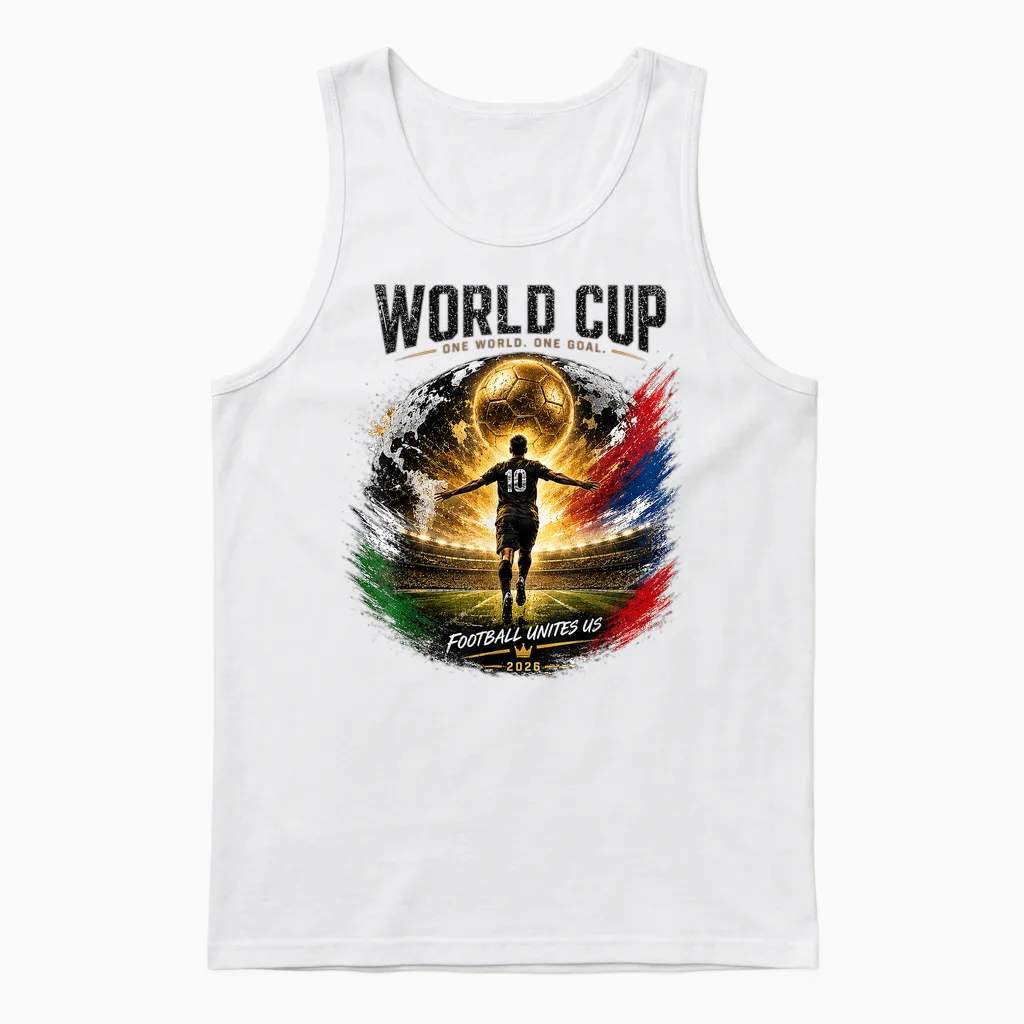 Soccer Football - Wm World Cup 2026, Black Unisex Tank Top in White