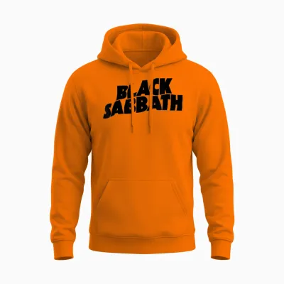 Black Sabbath Iconic Heavy Metal Music Print T-Shirt, Grey, S Unisex Hoodie - Safety Orange