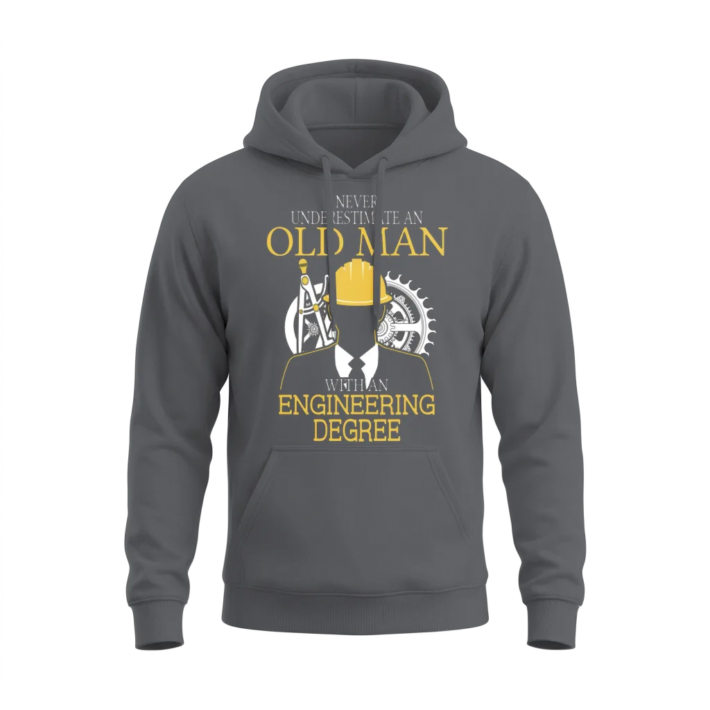 Never Underestimate Old Man Engineering Degree Unisex Hoodie - Charcoal