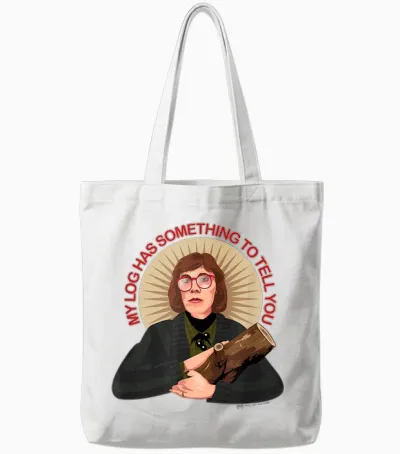 Twin Peaks Log Lady T-Shirt, Gray Tote Bags - White