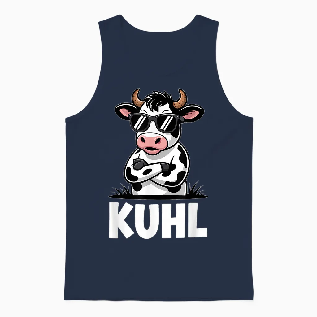 Kuhl Coole Kuh Bauer Lustiges Landwirtschaft Unisex Tank Top in Navy