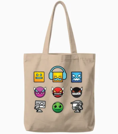 Geometry Dash Insane Tote Bags - Natural