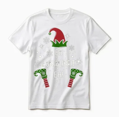 Es Eskaliert Eh! Elfen Familien Partnerlook Weihnachten Unisex T-Shirt - White
