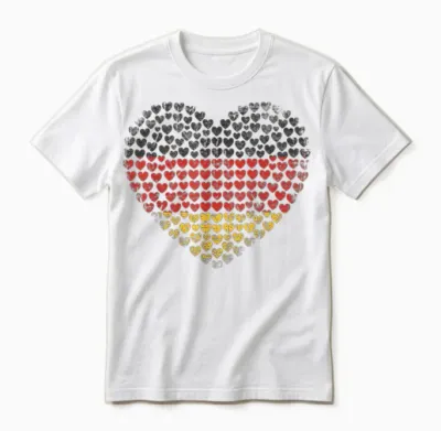 Deutschland Flaggenherz Aus Kleinen Herzen Schwarz Rot Gold Unisex T-Shirt - White