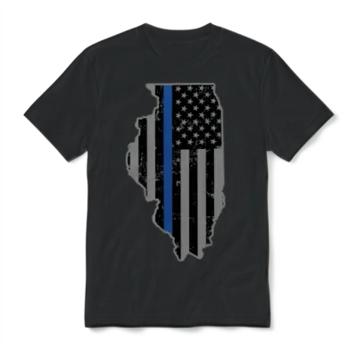 Illinois Police & Law Enforcement Thin Blue Line Unisex T-Shirt - Black