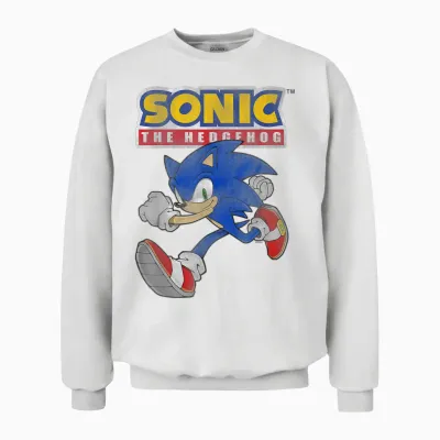 Sonic the Hedgehog Running Sonic Cool Portrait Vintage Unisex Sweatshirt - White