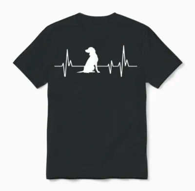 Heartbeat Herzschlag Design Kleiner Münsterländer Hund Unisex T-Shirt - Black