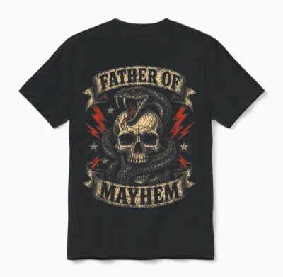 Father's Day Father of Mayhem Funny Dad Matching Family Unisex T-Shirt - Black