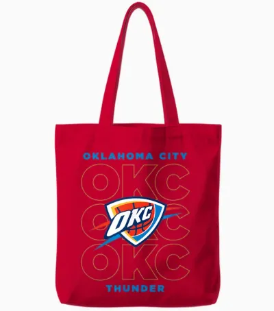 Nba – Oklahoma City Thunder Stacked City Logo Tote Bags - Red