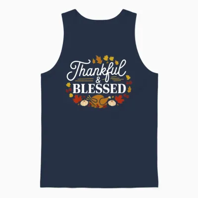 Thanksgiving Funny Thanksgiving Thankfiul Blessed Unisex Tank Top - Navy