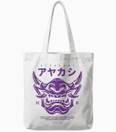 Backprint Japanese Streetwear Y2k Techwear Anime Cyberpunk Tote Bags - White