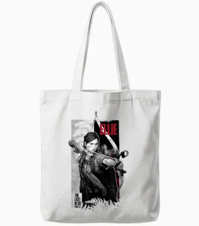 The Last of Us Part Ii Ellie Ready Fot Figfht Chest Poster T-Shirt, Black, S Tote Bags - White