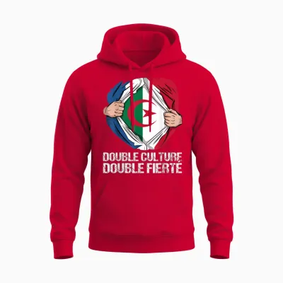 Double Culture Double Pride Franco Algerian Gift Unisex Hoodie - Red