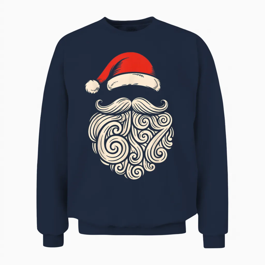 6 7 Christmas 67 Santa Six Seven Christmas Boys Teens Unisex Sweatshirt in Navy