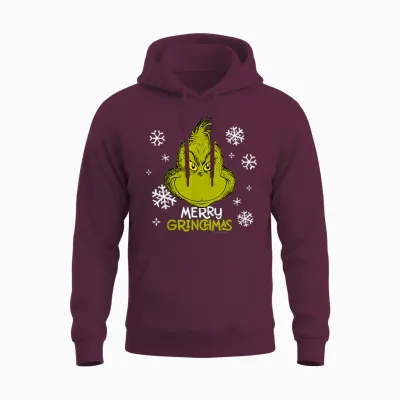 Grinch Merry Grinchmas Snowflakes Unisex Hoodie - Maroon