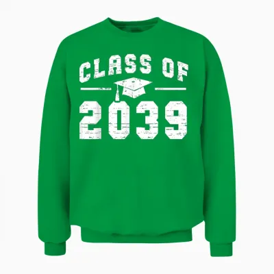 Class of 2039 Grow with Me First Day of School Graduation Unisex Sweatshirt - Irish Green