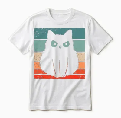 Cat Retro Style Vintage Unisex T-Shirt - White