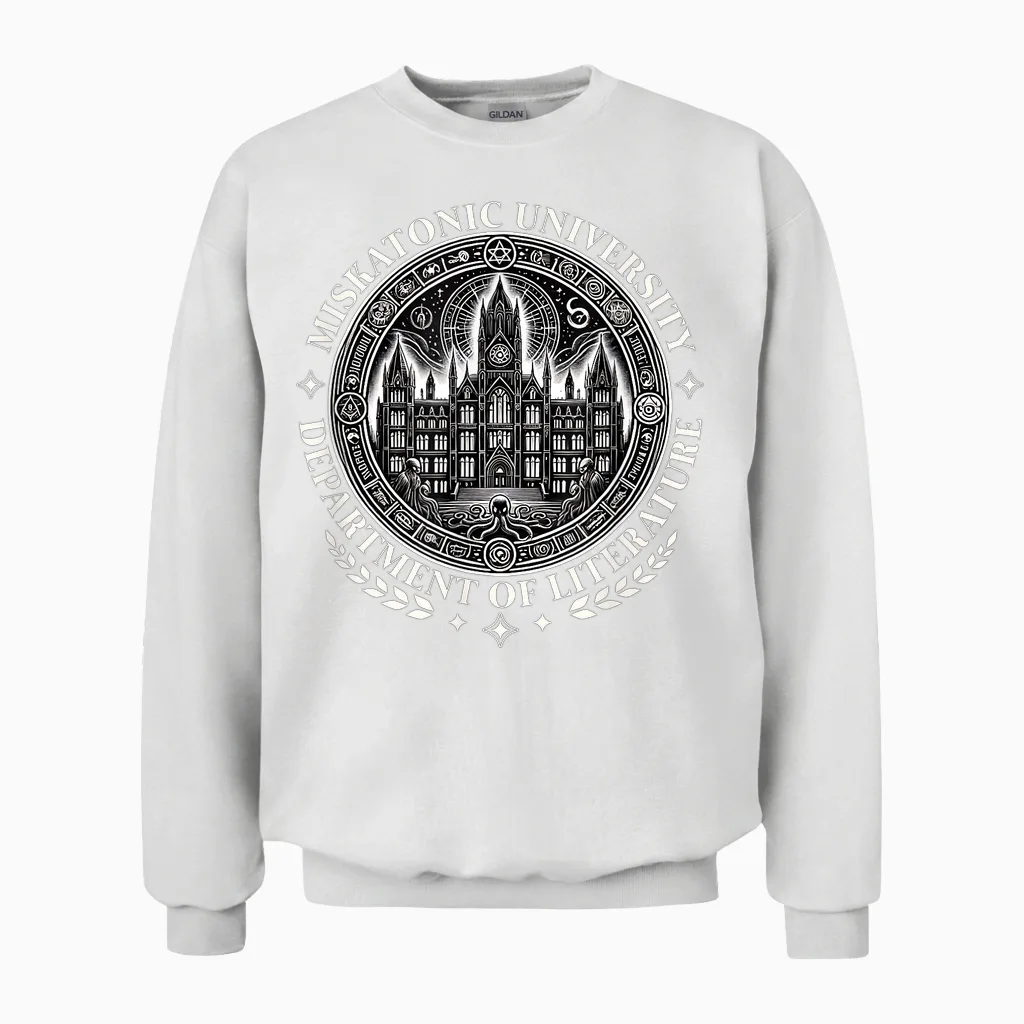 Miskatonic University Lovecraftscher Cthulhus Ruf Literature Unisex Sweatshirt in White
