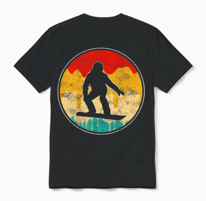 Snowboarding Retro Unisex T-Shirt in Black
