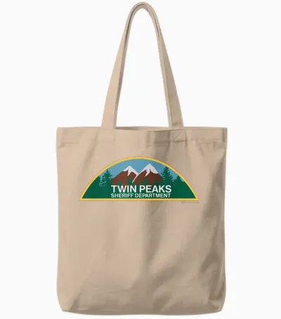 Twin Peaks Sheriff Department T-Shirt, Black Tote Bags - Natural