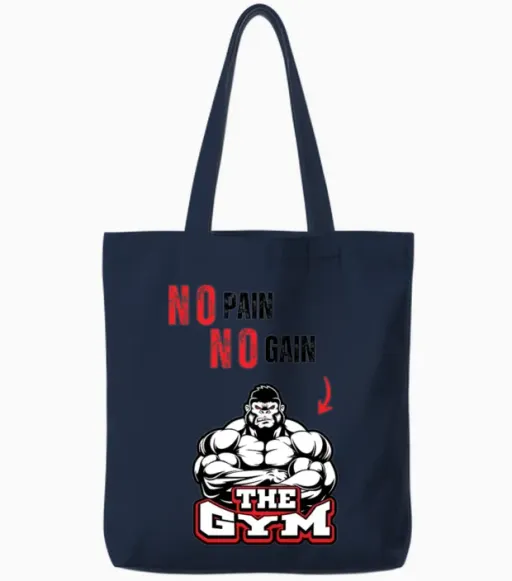 No Pain No Gain – Strongman Gorilla Gym Tote Bags in Navy