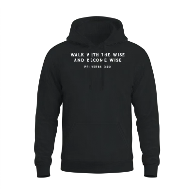 Walk with the Wise, Christian Unisex Hoodie - Black