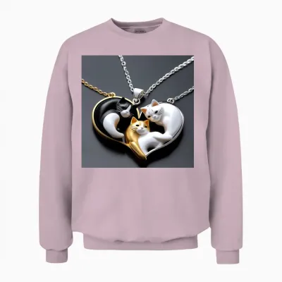 Pendentif Chat En Argent Chat Unisex Sweatshirt - Light Pink