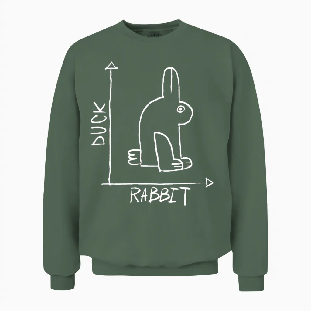 Rabbit Duck Diagram Unisex Sweatshirt in Military Green