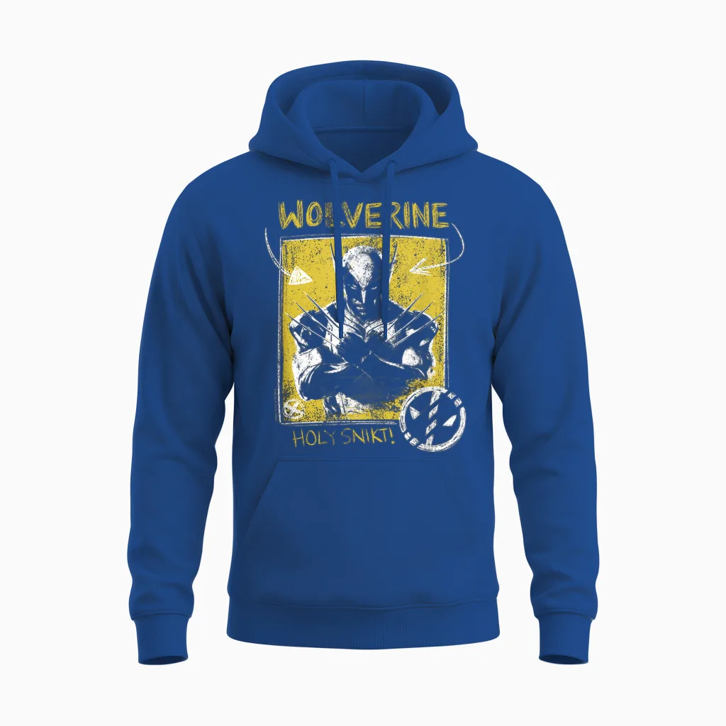Marvel Deadpool & Wolverine Holy Snikt Wolverine T-Shirt, Black, S Unisex Hoodie in Royal