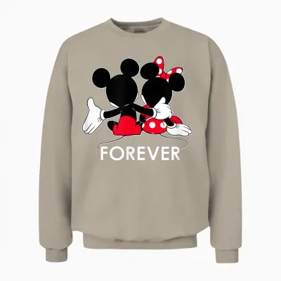 Disney Mickey and Minnie Mouse Silhouettes Forever T-Shirt Small Unisex Sweatshirt - Sand