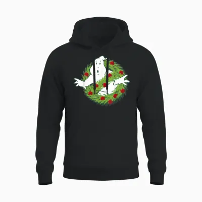 Ghostbusters Classic Logo Christmas Wreath Graphic Unisex Hoodie - Black
