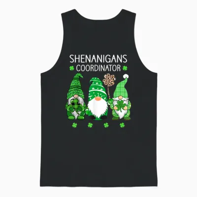 St Patricks Day Lucky Shamrock Shenanigans Gnomes Women Unisex Tank Top - Black