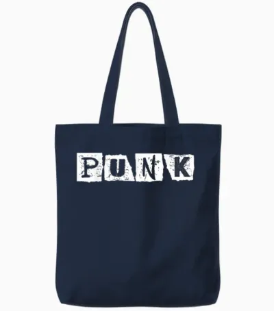 Punk Rock Alternative Musik Retro Distressed Typografie Tote Bags - Navy