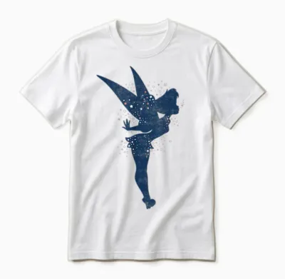 Disney Peter Pan Tinkerbell Americana Shadow Graphic Unisex T-Shirt - White