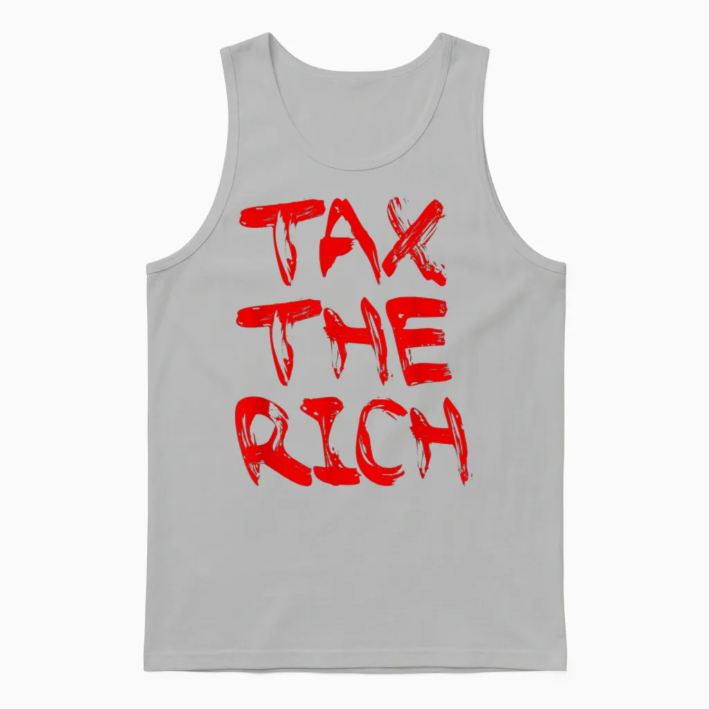 Tax the Rich X Rich Taxes the Rich T-Shirt, White Unisex Tank Top in Ash