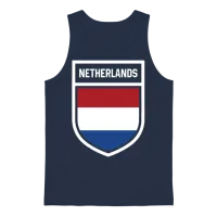 Netherlands - National Flag in the Coat of Arms Unisex Tank Top - Navy – 1