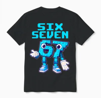 67 Six Seven 6-7 - Funny Italian Brainrot Kids Gaming Meme Unisex T-Shirt - Black