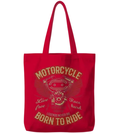 Motorcycle Biker Motorcycling Tote Bags - Red